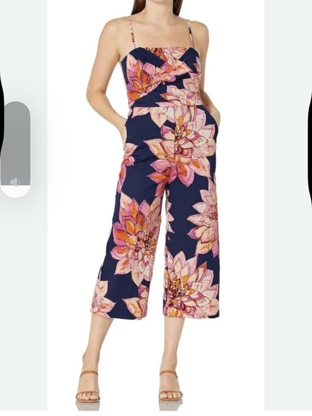 Trina Turk Floral Jumpsuit in Navy and Pink